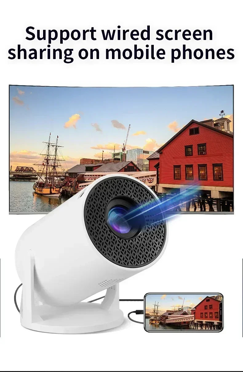Ny SmartProjector Mini HY300 8K Android 11 Dubbel Wifi6 290ANSI Allwinner H726 BT5.4 1080P 1280*720P Hemmabiougn Outdoor Projektor