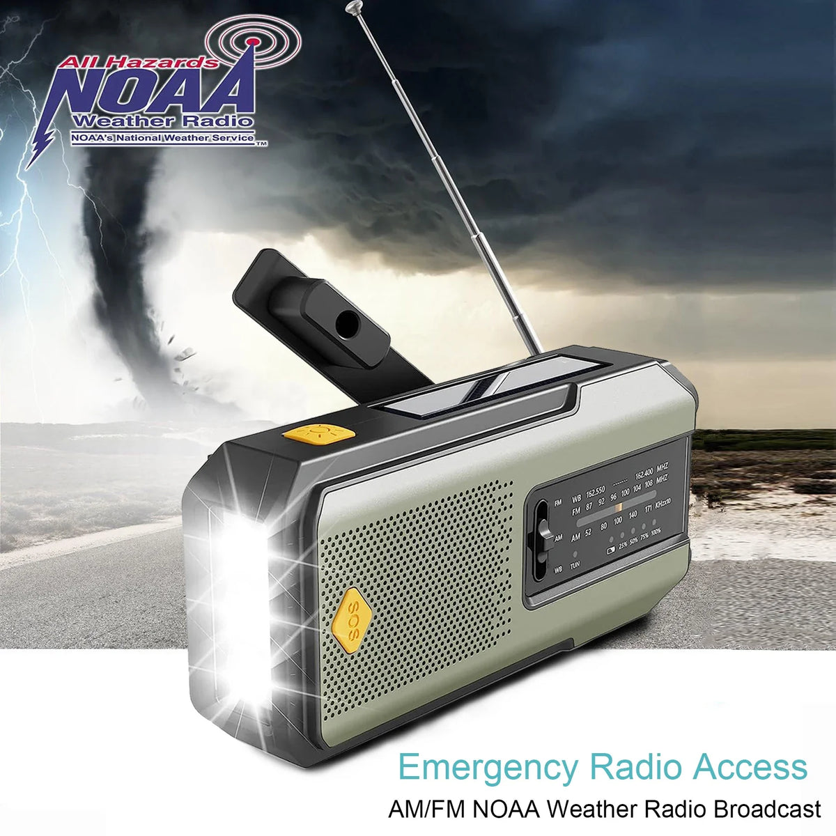 Radio de emergencia de manivela con carga solar
