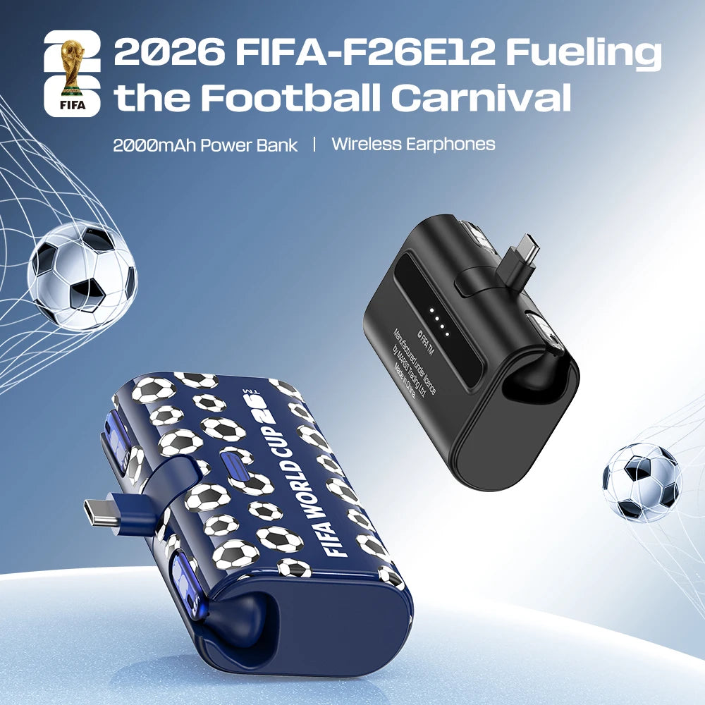 FIFA-F26E12 TWS Wireless Earbuds 2000mAh Power Bank AI Translator 138 Languages Real Time Offline Translation Bluetooth 6.0 ENC Noise Cancelling 60H Battery 30ms Low Latency IPX5 Waterproof HiFi Stereo Gaming Headphones