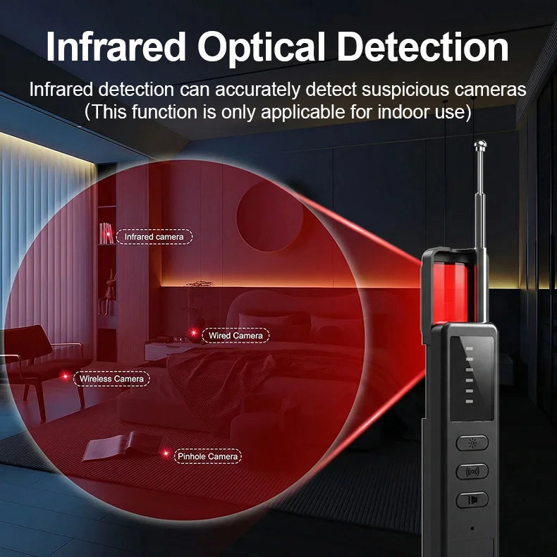 DT01 Hidden Camera Detector Anti Spy Bug RF Signal Scanner GPS Tracker Finder Listening Device Eavesdropping Sweeper for Hotel T