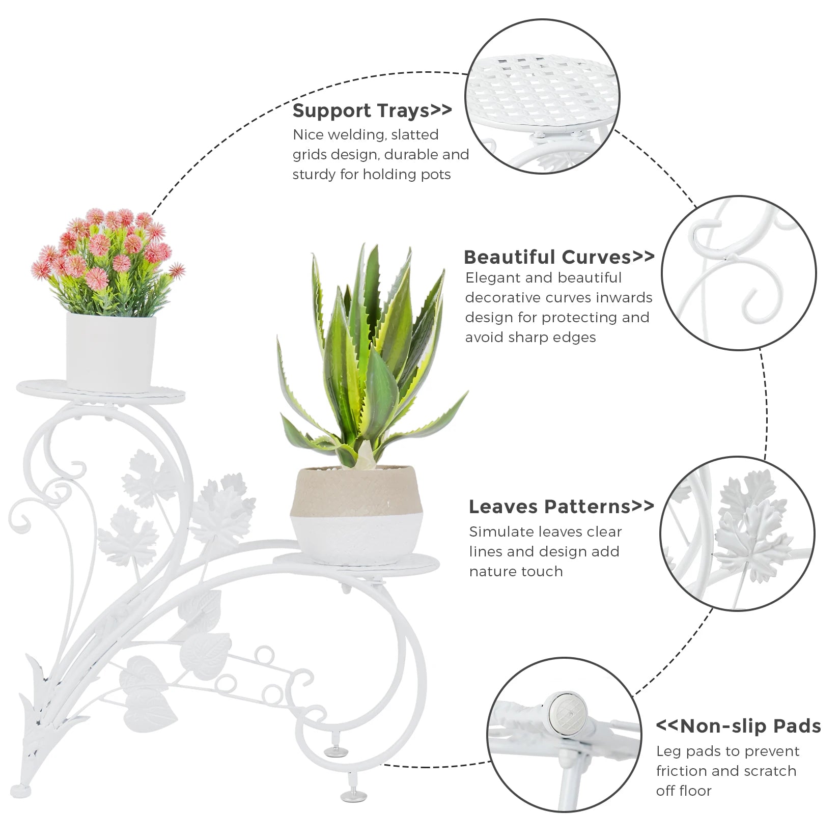 2UN Suporte Clássico Alto para Plantas Suporte para Vaso de Flor Artístico