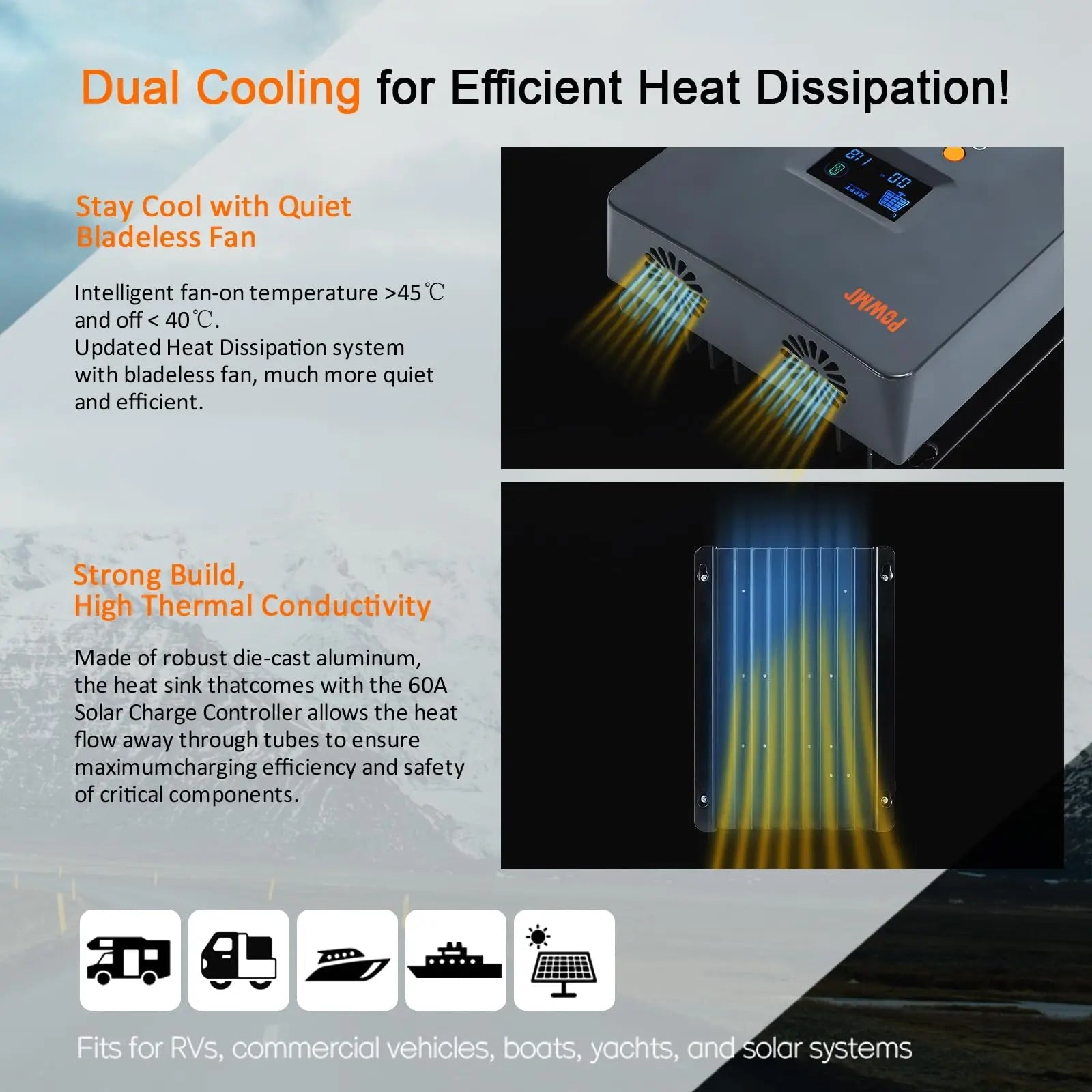 PowMr MPPT 100A 80A 60A 40A 30A 30A 20A Solar Charger Controller LCD Work With 12V 24V 36V 48V Lead-acid Lifepo4 Battery Solar Panel 