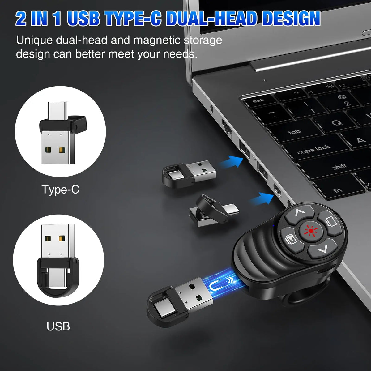 Telecomandă de prezentare reîncărcabilă cu receptor USB dublu