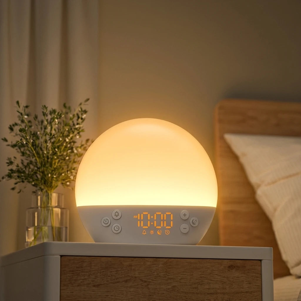 Despertador MX9 com alarme do nascer do sol, som e luz de despertar
