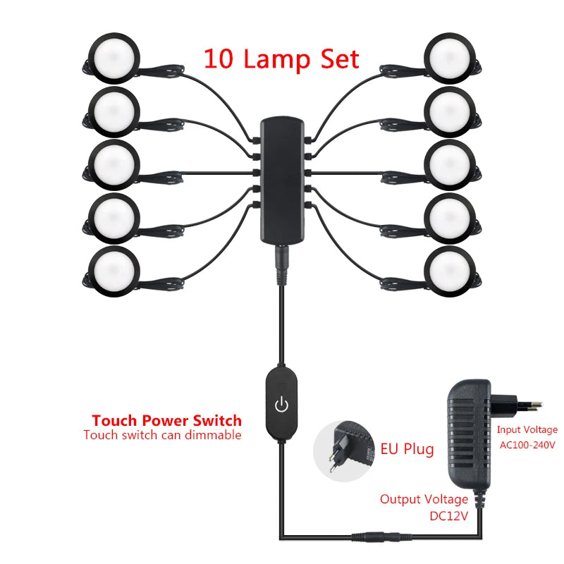 12 V Round LED Cabinet Lights - Set Options
