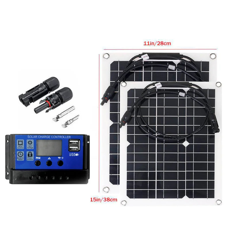 500W/1000W Flexible Solar Panel 12V Battery Charger with Controller – Solar Power Bank for Phone, Car, Yacht, RV
