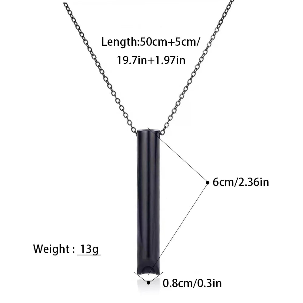 2024 New Stainless Steel Whistle Necklace Unisex Slow Breathing Decompression Tubular Pendant Jewelry Commuter Party Gift Giving