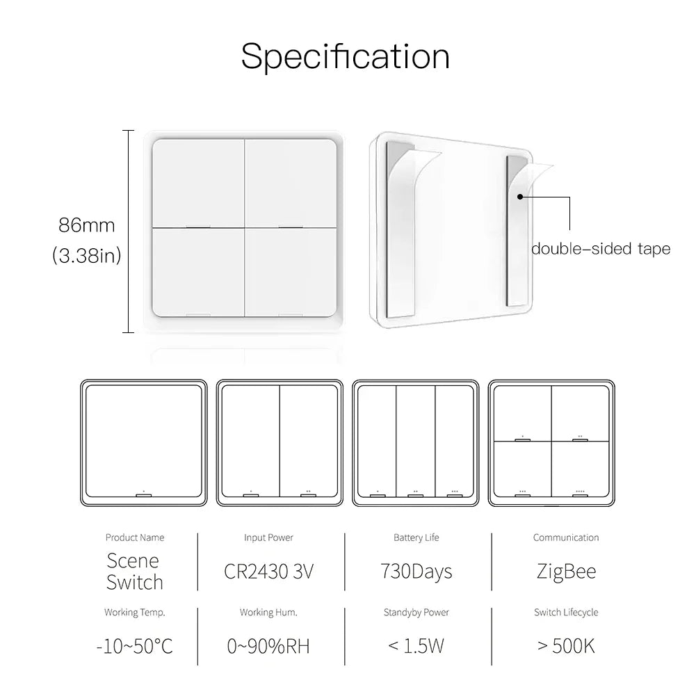 Zigbee Wireless Scene Switch - Gang Options