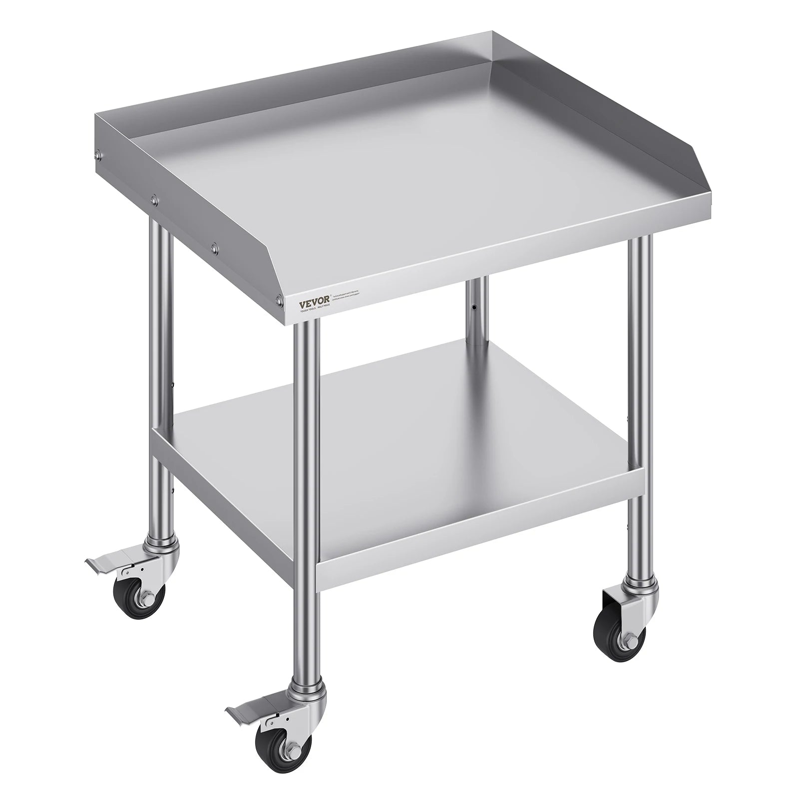 Stainless Steel Work Table with Wheels & Backsplash Prep Station