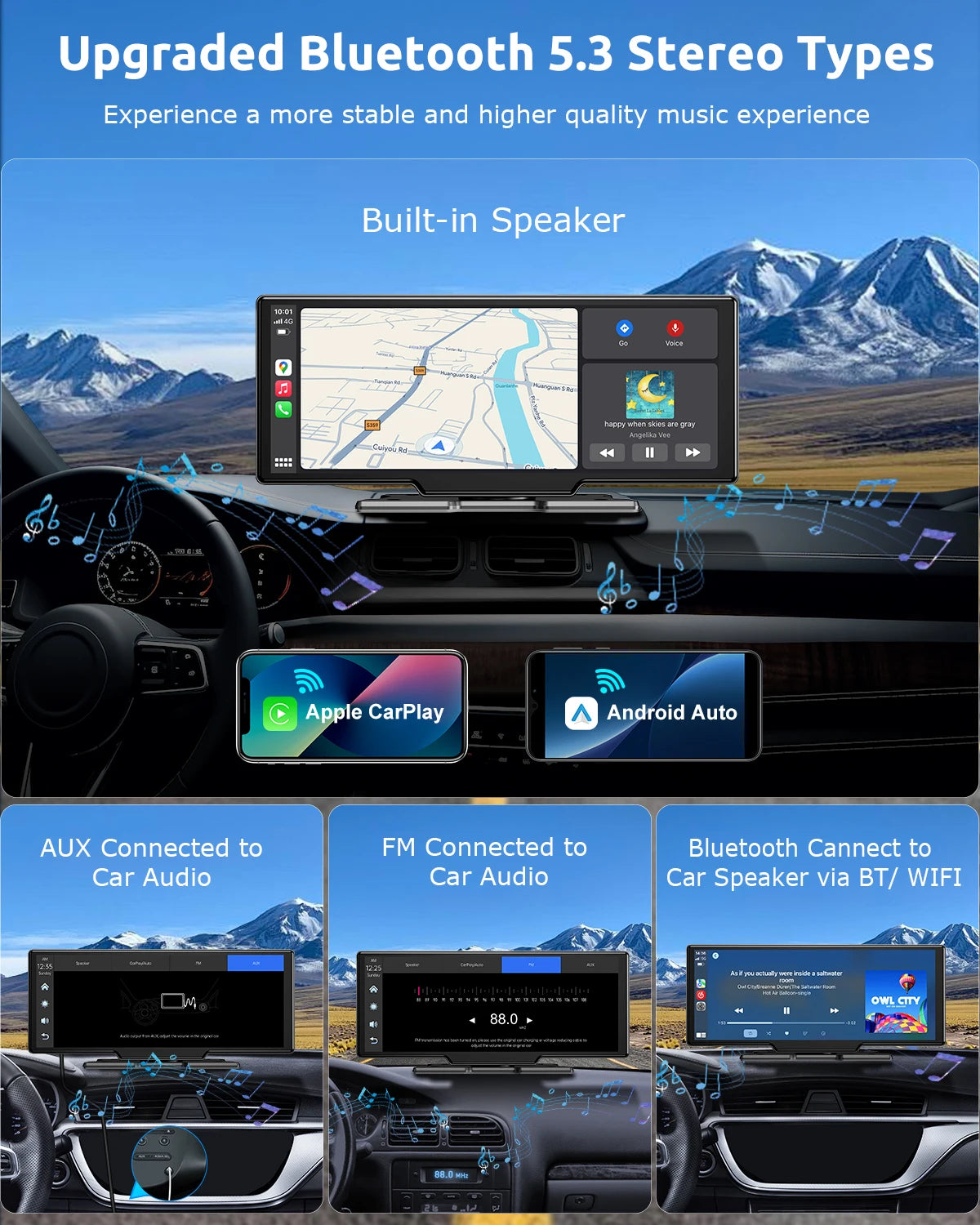 10.26" 4K Dash Cam Car Stereo with Wireless CarPlay