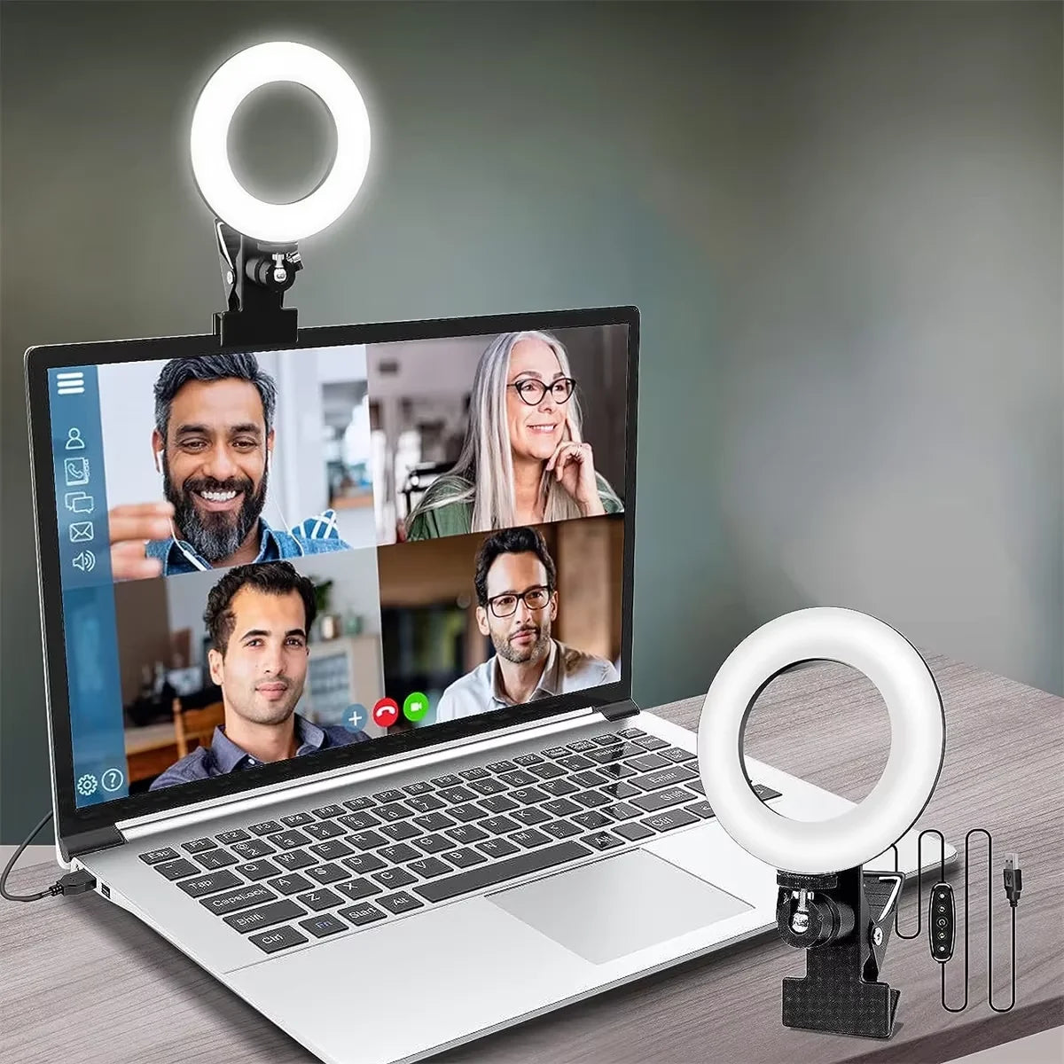 Obročna luč USB s sponko, 6 palcev