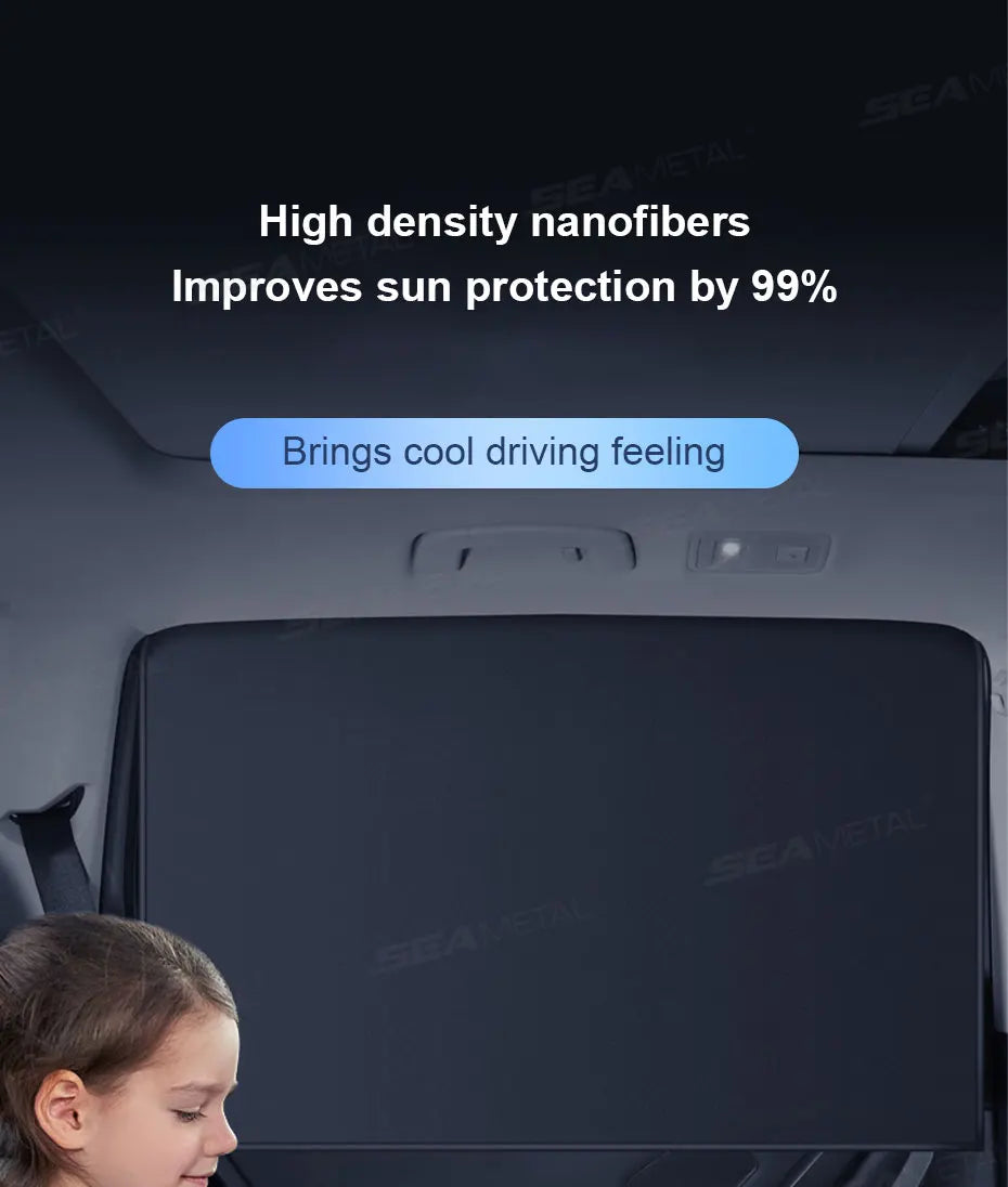 SEAMETAL Magnetic Car Window Sun Shade UV-Blocking Sun Protection Anti-Glare Privacy Curtains for Baby Summer Cooling Sunshade