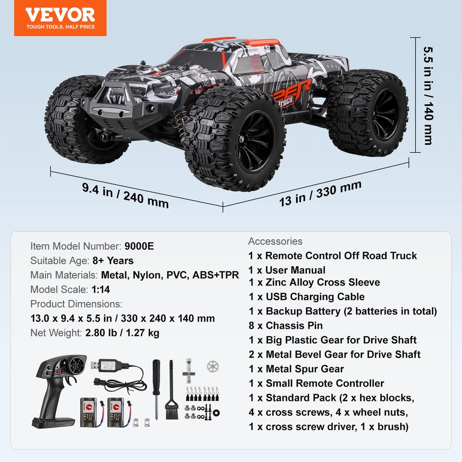 1:14 4WD RC Off-Road Lastbil 38KM/H Höghastighets Driftingbil