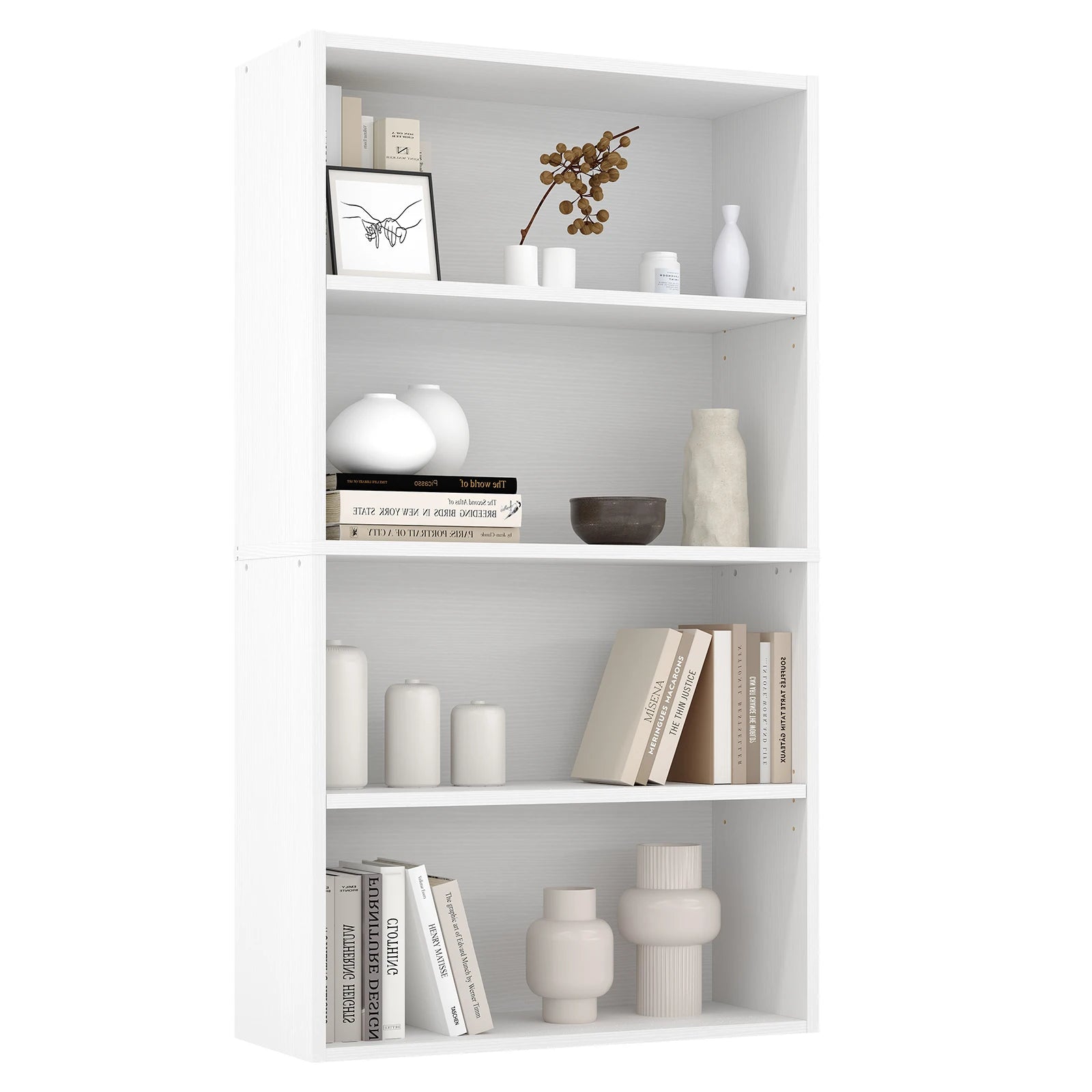 4 Tier Wooden Bookcase Open Shelf Storage for Home & Office