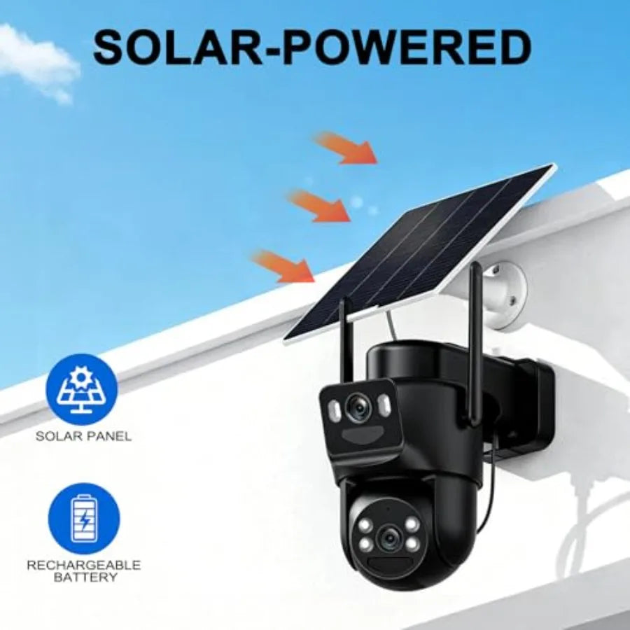 Outdoor Solar Security Camera Kit with 4K Dual-Lens 360 PTZ