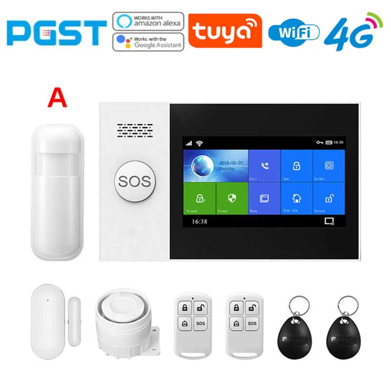 PGST 4G home allarme anti-furto, Tuya, kit di sicurezza con sensore di movimento PIR, wireless, WiFi, GSM, PG-107