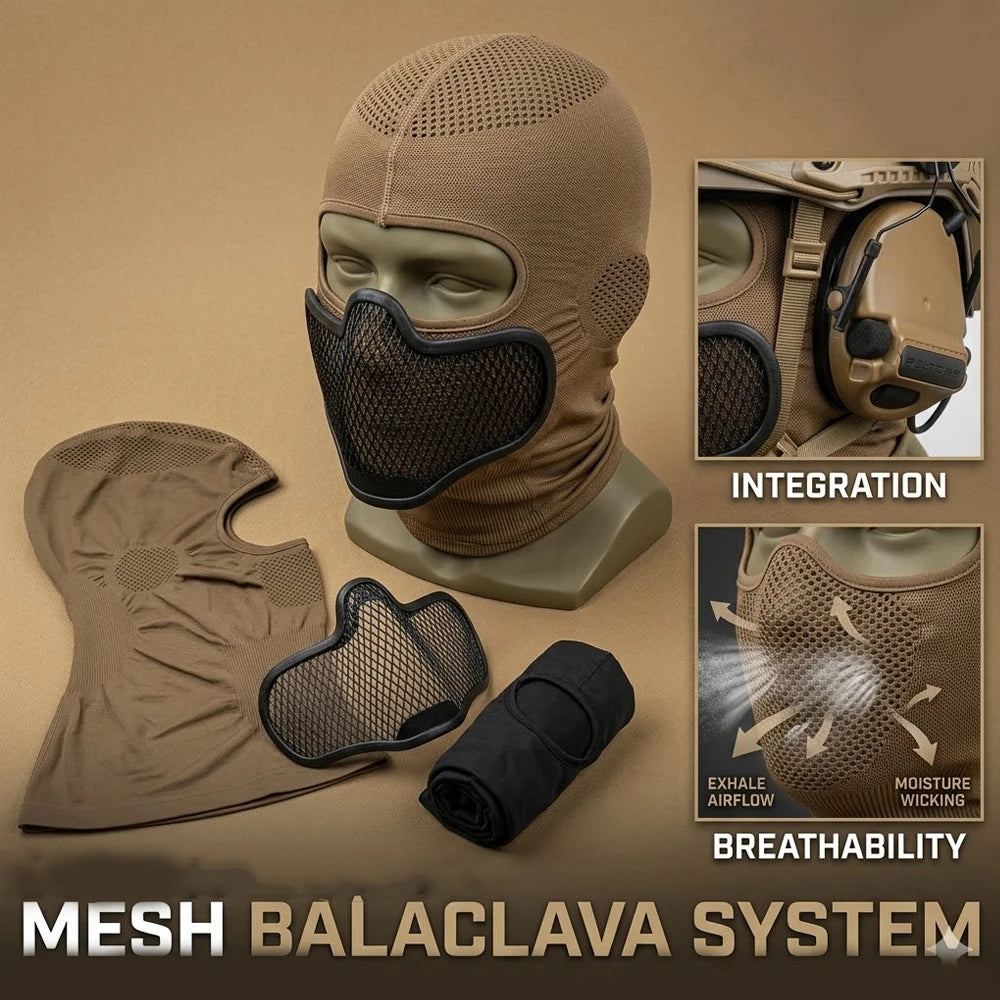 Breathable Tactical Balaclava with Steel Mesh Face Protection Mask