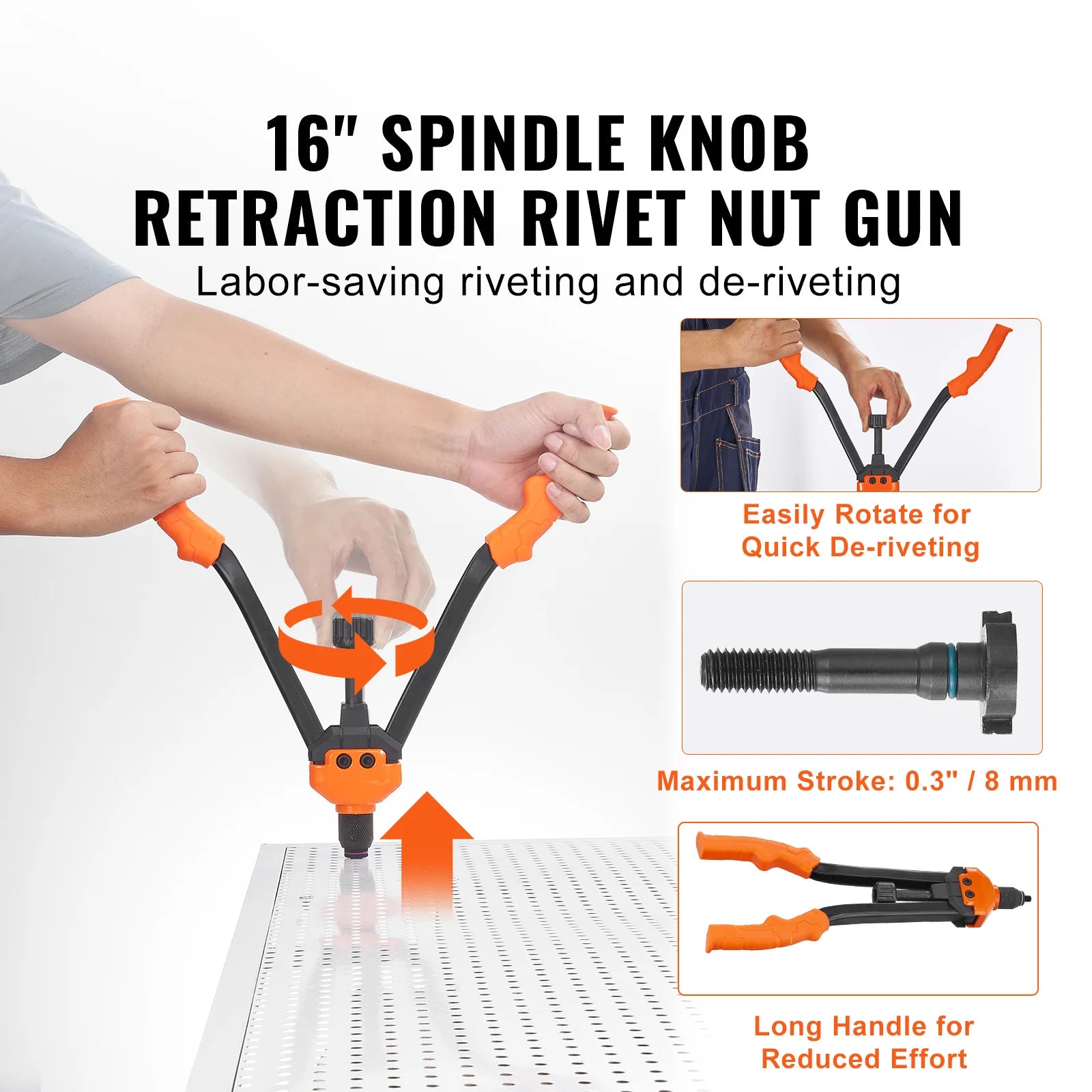 16" Rivet Nut Tool Kit with 13 Mandrels & 186 Rivnuts