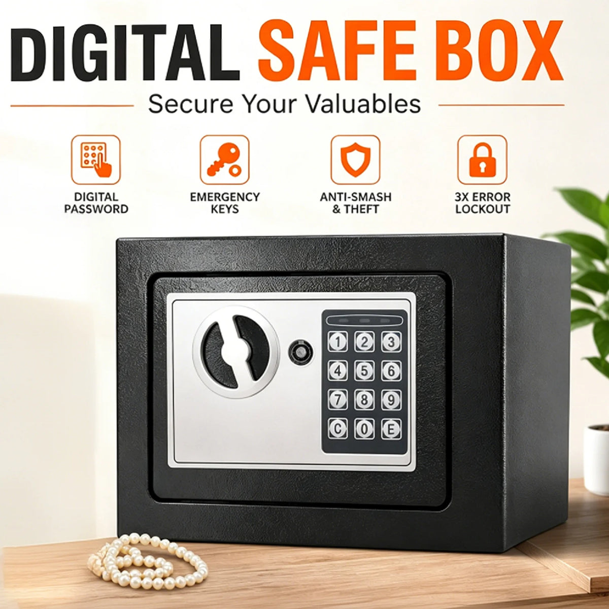 4.6L Digitális biztonságos falikém, elektronikus jelszó védelem kulcszár, falra szerelhető rejtett key safe otthonra, irodára, szállodába, ékszerek dokumentumok tárolására