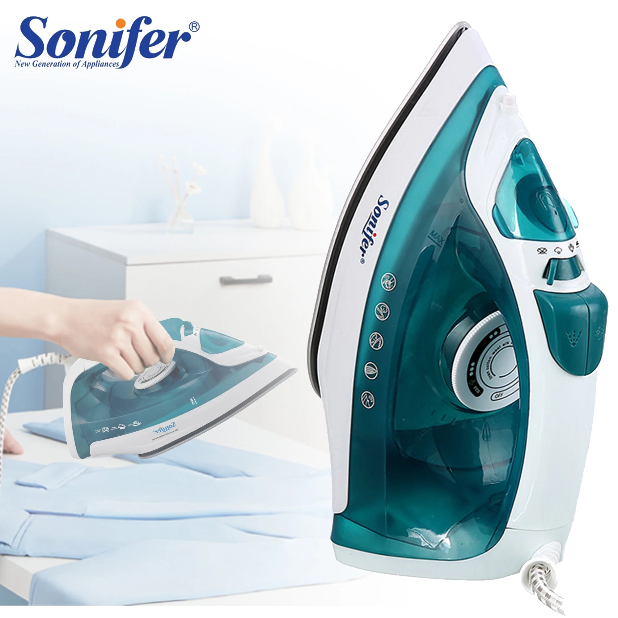 Electric Iron Portable Mini Garment Steamer Steam Iron For Clothing Iron Adjustable Ceramic Soleplate Iron For Ironing Sonifer 