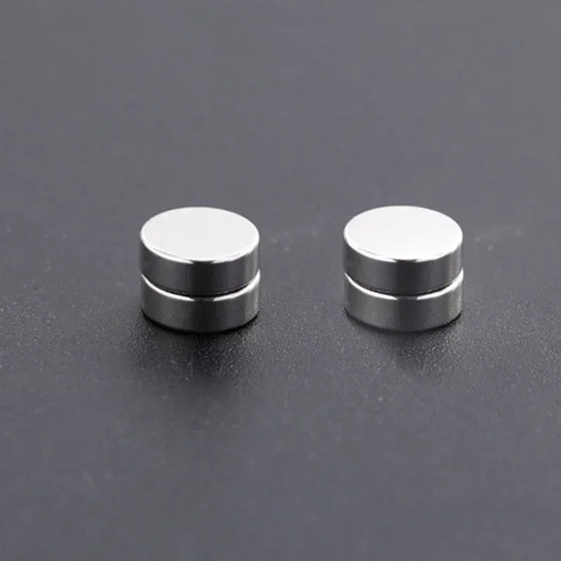 1/3Pairs 6MM Crystal Magnetic No-Pierce Stainless Steel Stud Earrings for Men Punk Zircon Magnet Earrings Non Piercing Jewelry 