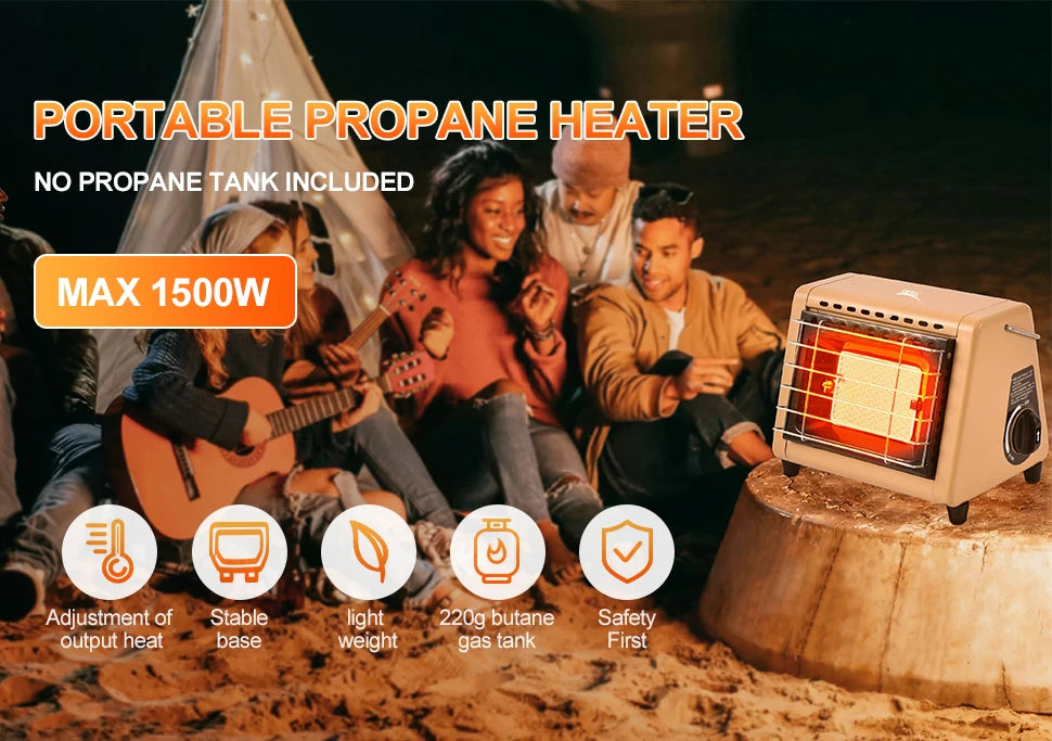 Portable Butane Tent Heater 1500W for Camping and Outdoor Use