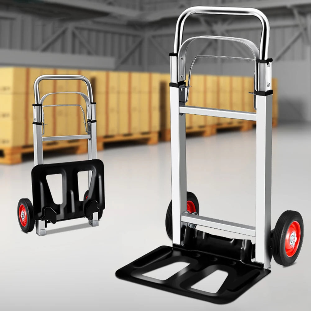 Folding Sack Truck Portable Dolly Cart Long Telescoping Handle Heavy Duty Barrow Cart Non-Slip for Moving and Travel