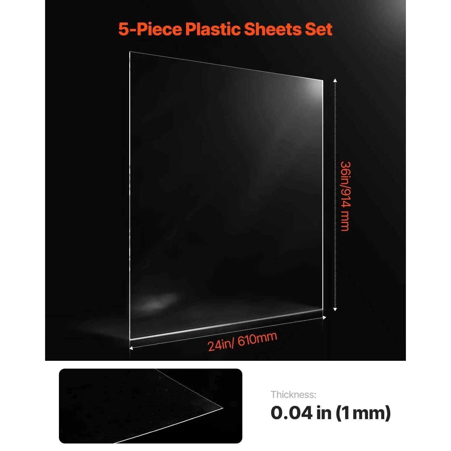 Clear PET Plastic Sheets 5-Pack 24 x 36 in 0.04 in Thick