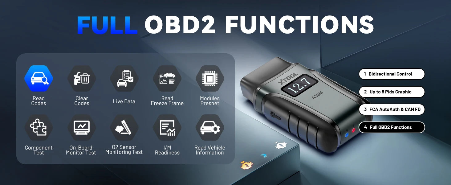 XTOOL A30M OBD2 Scanner Bluetooth Diagnostic Tool