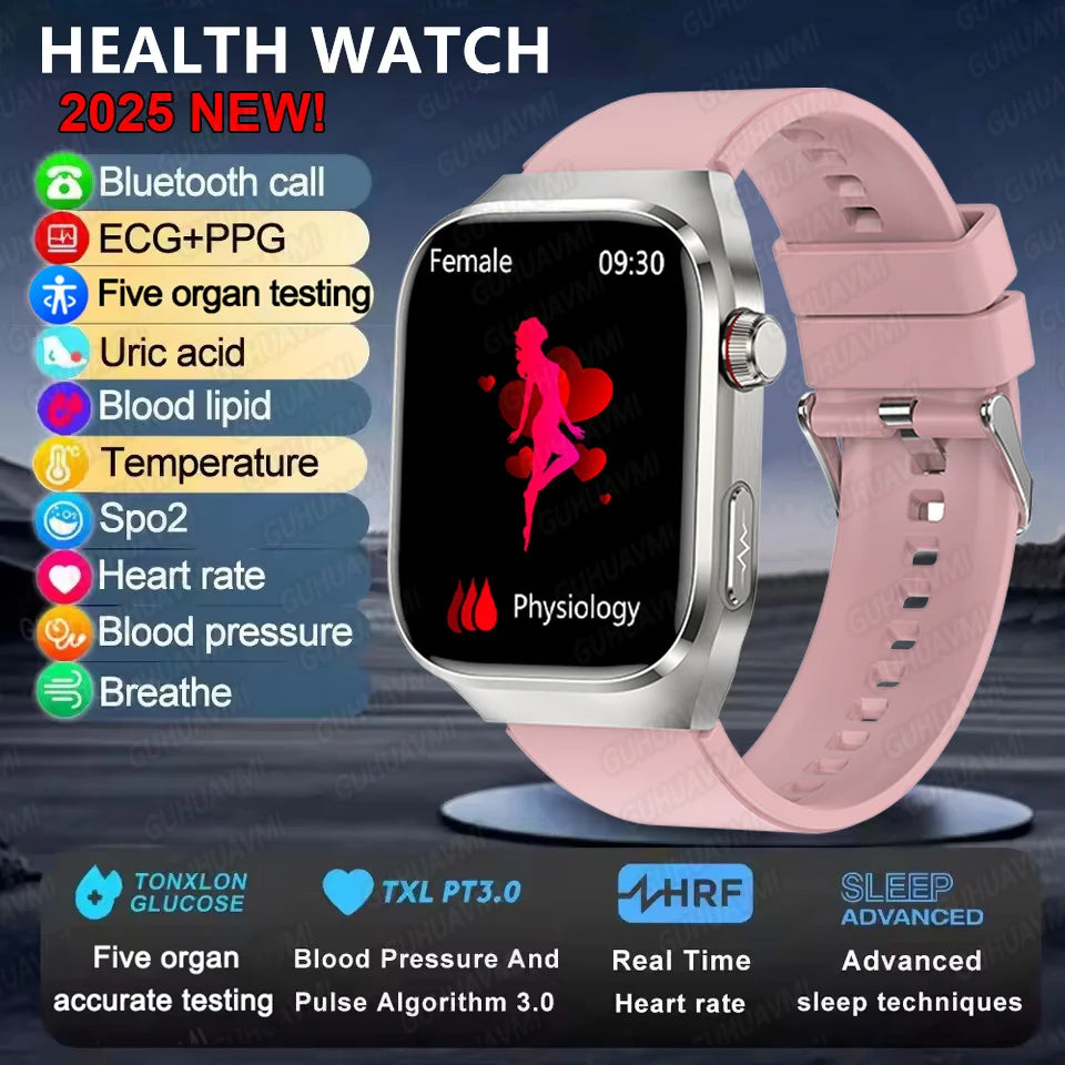 2025New Micro Physical Examination Smart Watch For Men Uric Acid Body Fat Five Organ Health Watches Bluetooth Call SmartBracelet 