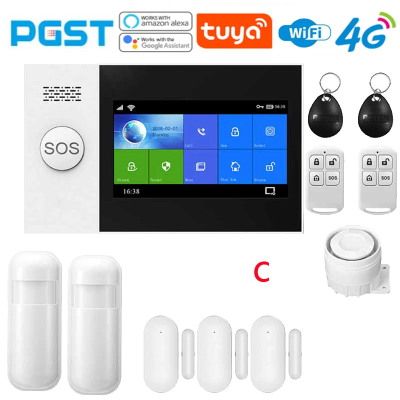PGST 4G home allarme anti-furto, Tuya, kit di sicurezza con sensore di movimento PIR, wireless, WiFi, GSM, PG-107