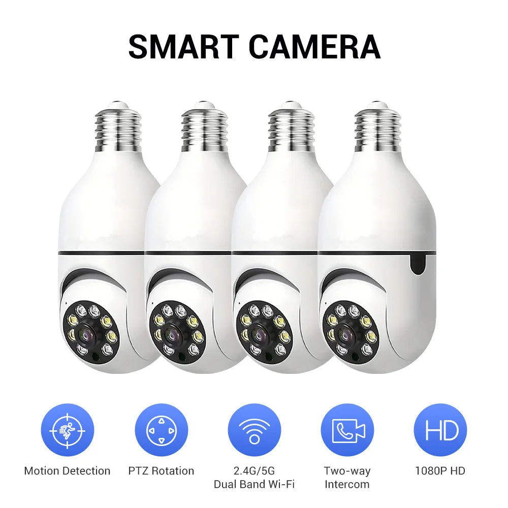 Ease Life APP-Light Bulb Security Cameras Outdoor Wireless WiFi Camera 5GHz, 360 Degree, E27 Light Socket Screw In Securi 