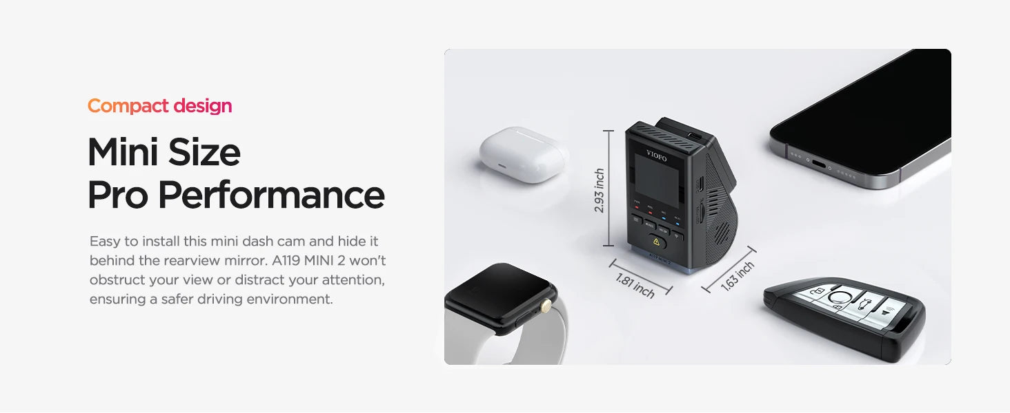 2K 60FPS Mini Dash Cam with GPS, Wi‑Fi, Voice Control and Parking Mode