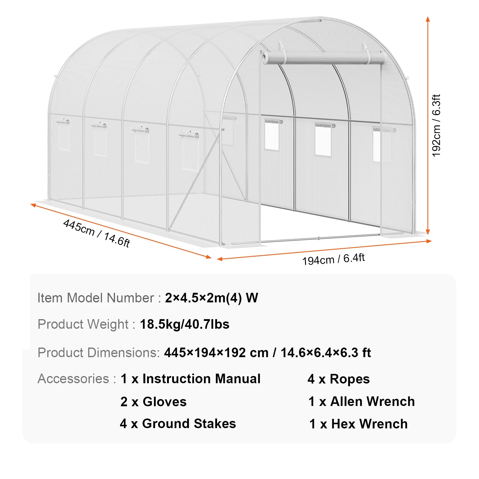 SucceBuy Durchgangs-Tunnel Gewächshaus Bogenhaus Gewächshaus Tunnel Pflanzen-Gewächshaus mit Stahlschale und PE-Abdeckung Roll-Top-Reißverschluss-Tür