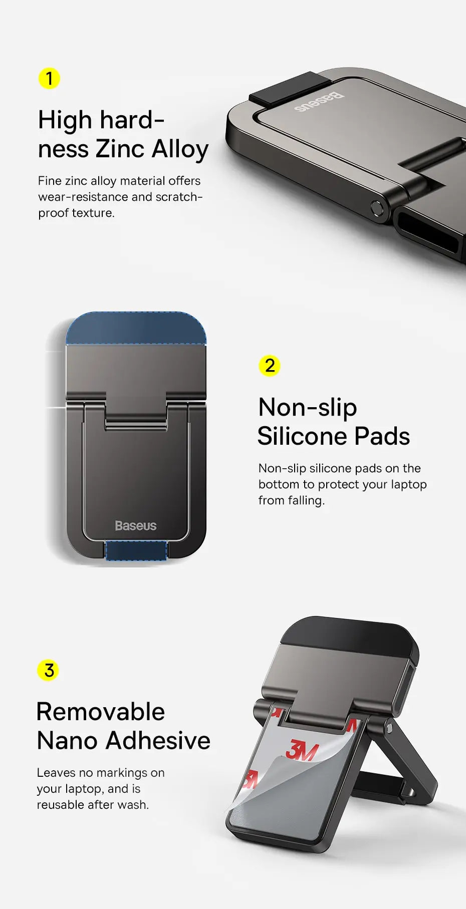 Hopfällbart justerbart laptopstativ med kylning och bärbar design