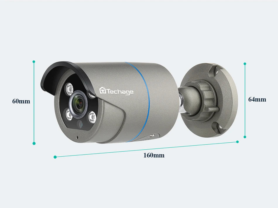 Techage 8MP 5MP 4MP 4K PoE IP Caméra H.265 Détection humaine AI Audio bidirectionnel Extérieur CCTV Surveillance ONVIF XMEYE