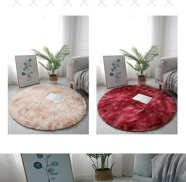 Super Soft Plush Round Rug Mat Fluffy White Carpets For Living Room Home Decor Bedroom Kid Room Decoration Salon Thick Pile Rug 