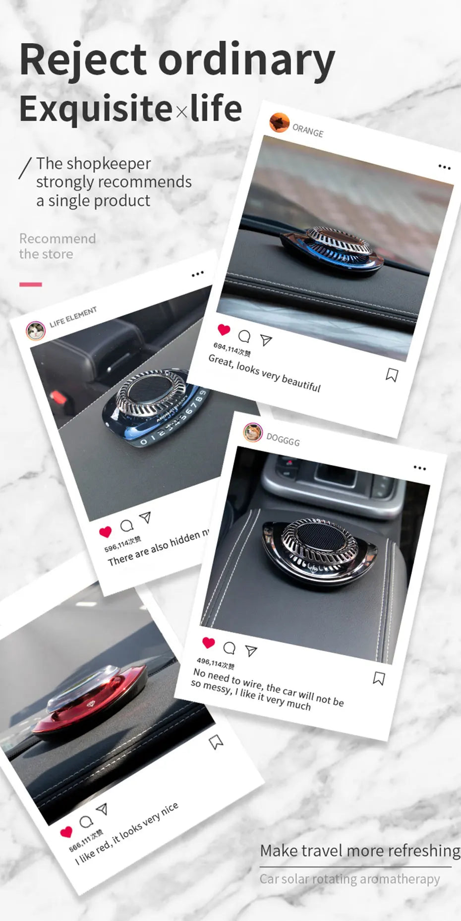 SEAMETAL Solar Car Air Freshener Essential Oil Diffuser EP Solar Energy Sensor Rotation Automatic Fragrance with Number Plate
