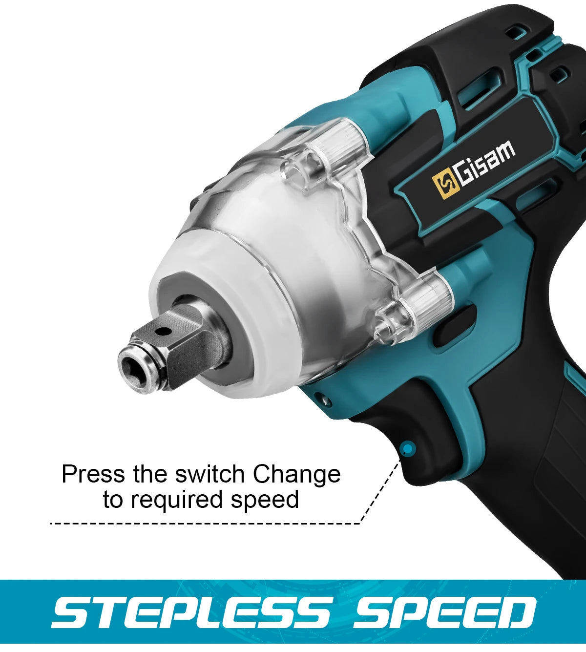 Gisam 520N.M Brushless Electric Impact Wrench for Makita 18V