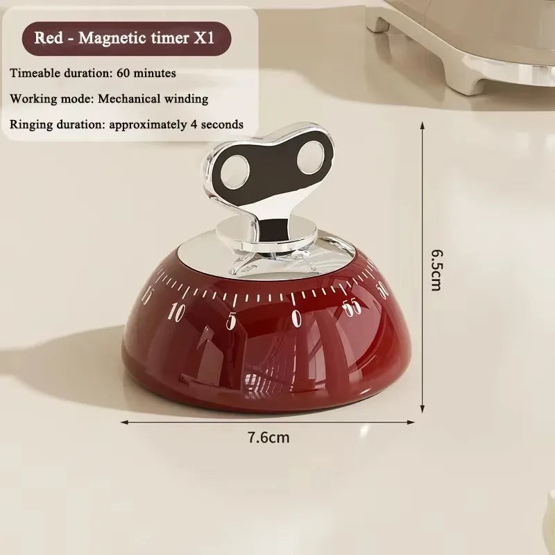 Magnetisk mekanisk matlagningstimer, nedräkning på 60 minuter, kräver inga batterier, högljudd och tydlig signal, timer för bakning, studier och barns läxläsning