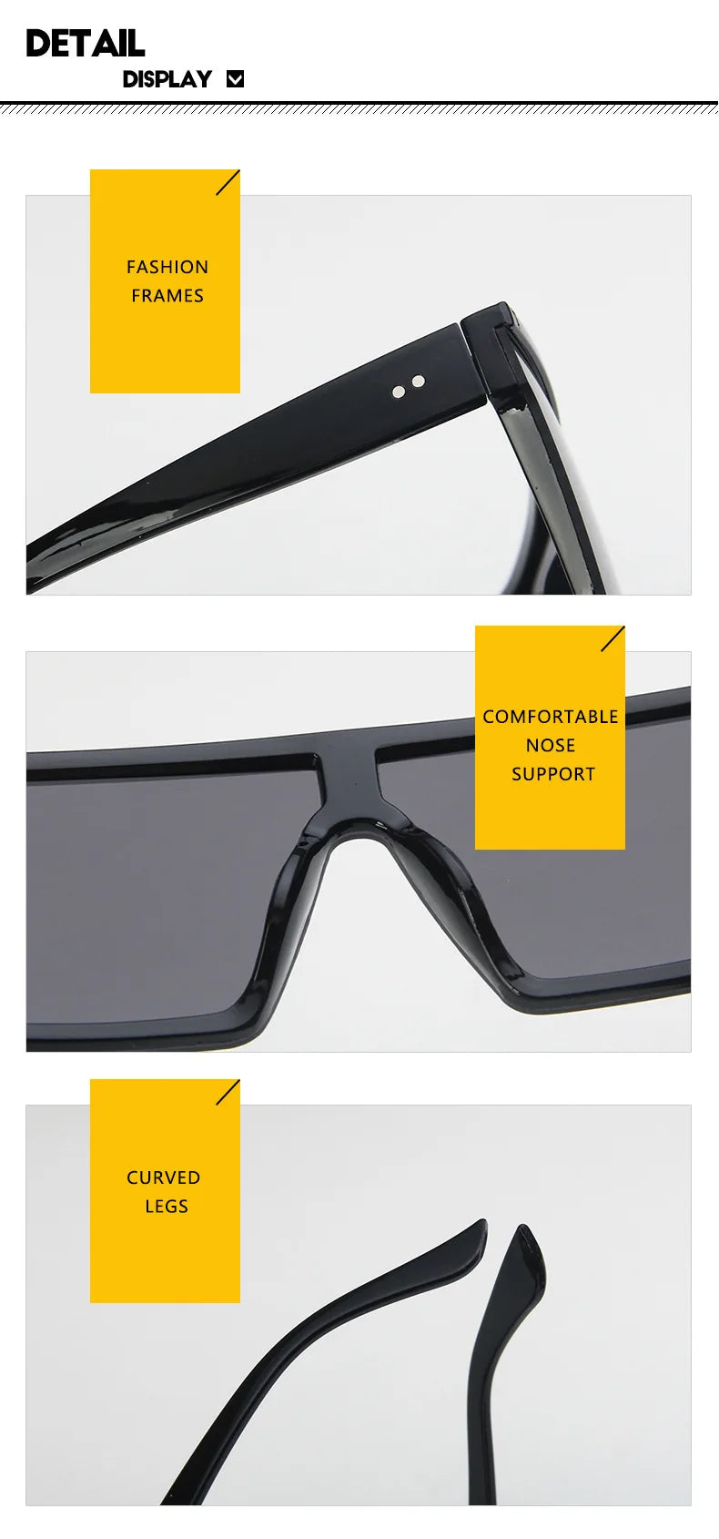 Ženske modne sunčane naočale velikog okvira u jednom komadu