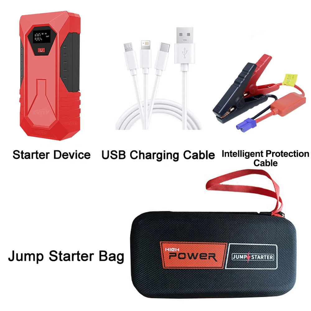 GKFLY Portable Car Jump Starter 18000mAh Power Bank Car Booster Charger 12V Starting Device Petrol Diesel Car Emergency Booster