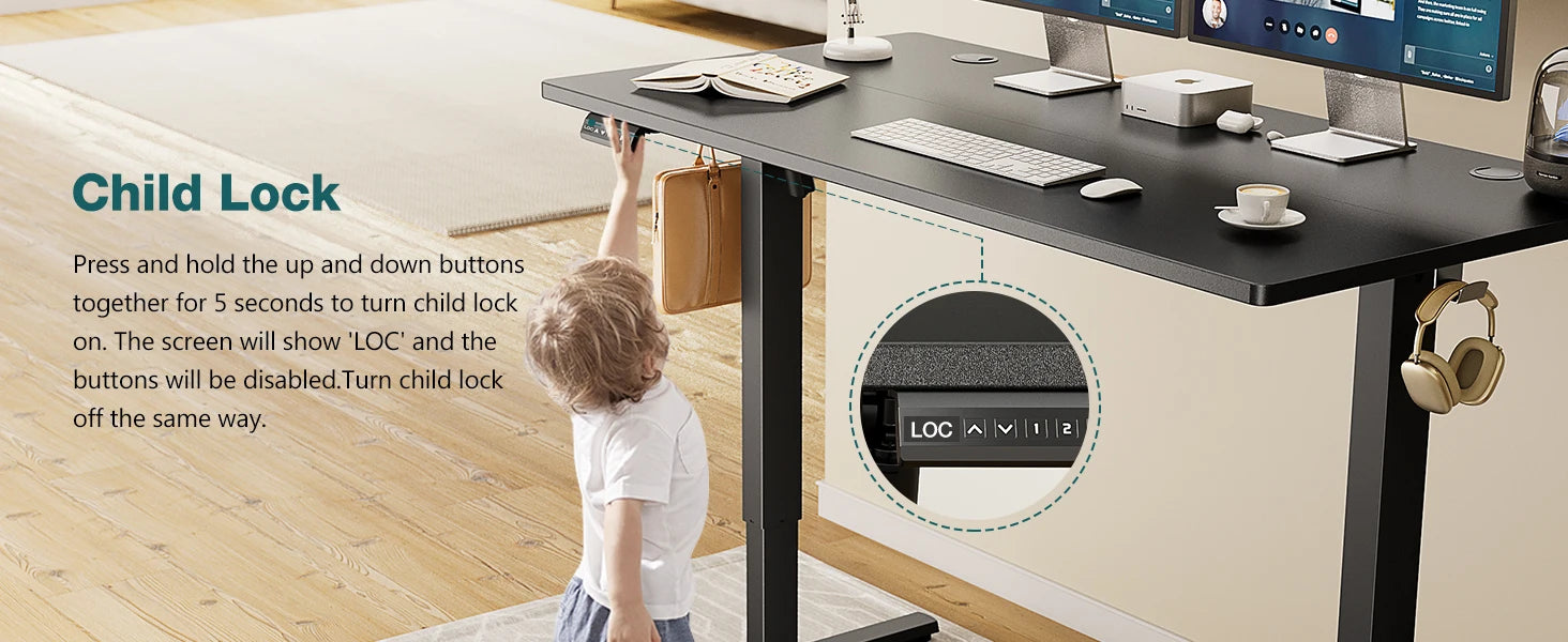 Electric Adjustable Standing Desk with Memory Height Control