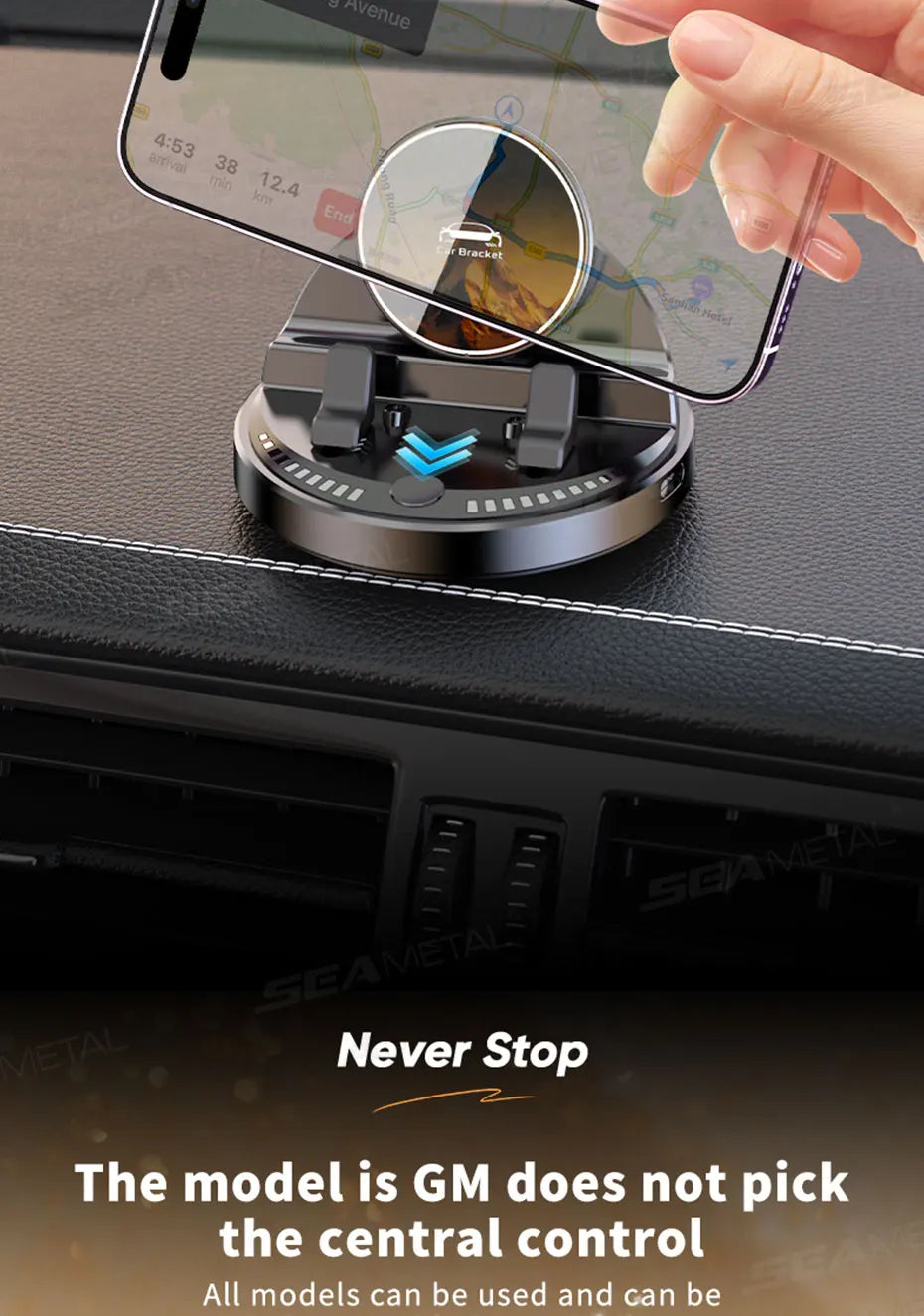 SEAMETAL 15W Wireless Charging Phone Mount for Car Electric Clip Dashboard Phone Holder Universal Phone Stand for iPhone/Samsung