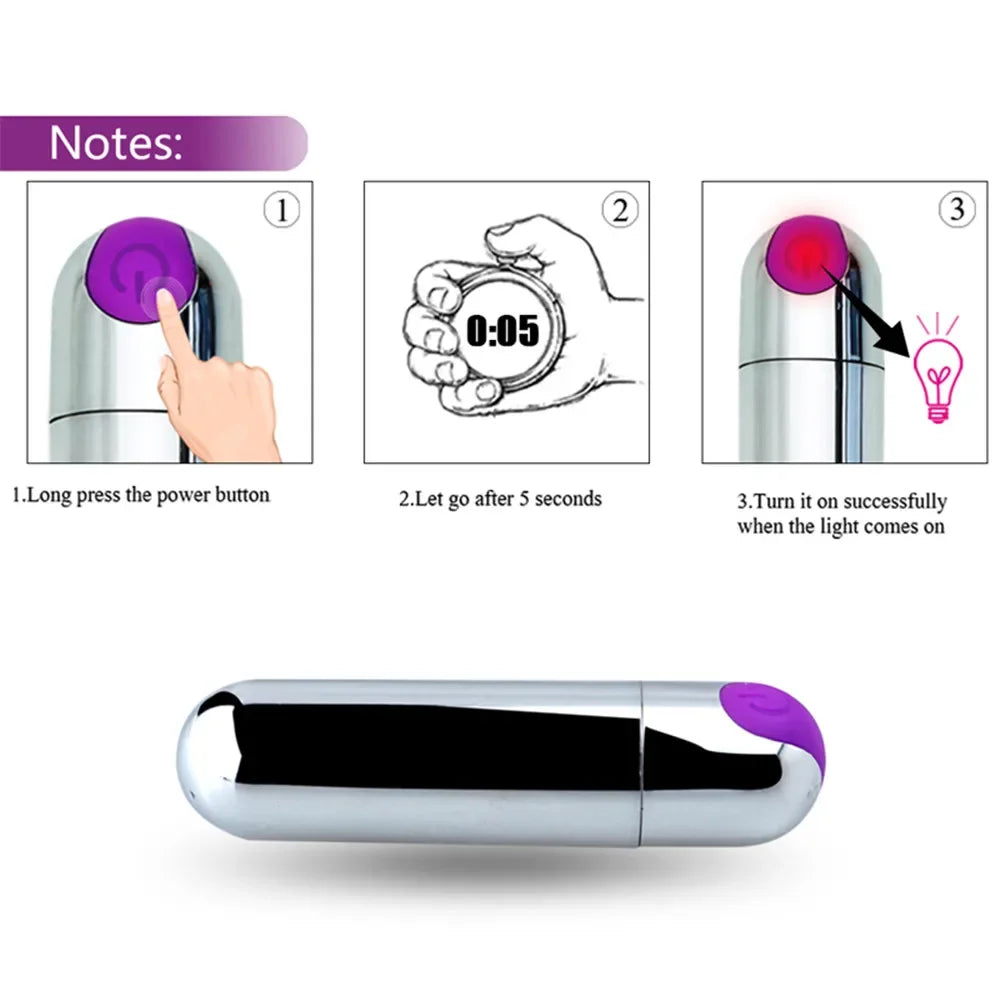10-växlad USB-uppladdningsbar mini bullet-vibrator med vattentät design