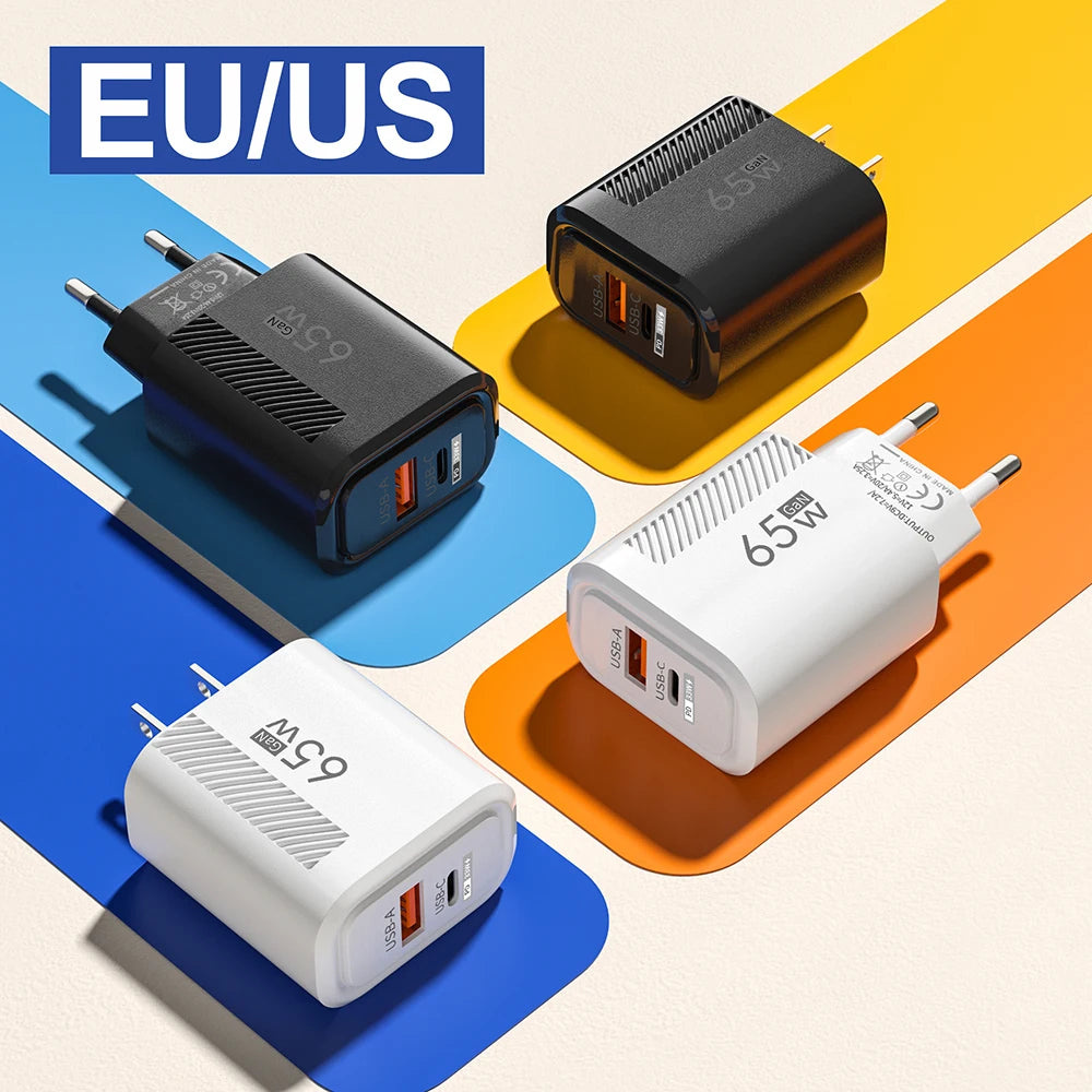 Dual-Port GaN Wall Charger - Plug and Kit Options