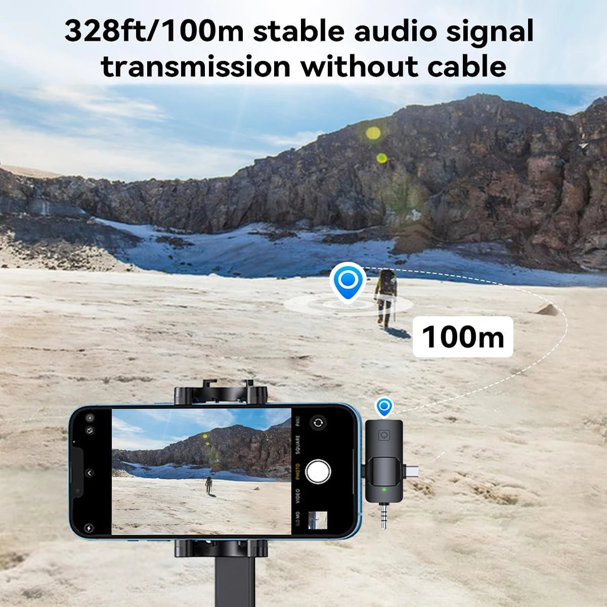 3in1 Wireless Lavalier Microphone for Camera,iPhone,Android,Microphone for Video Recording Recording Podcast Noise Reduction mic 
