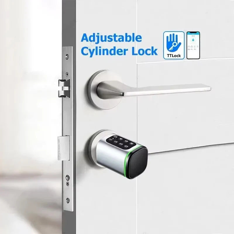 TTLock App Control Password RFID Card Euro Cylinder Door Lock Smart Lock Digital Keyless Replace Alexa (No Fingerprint)