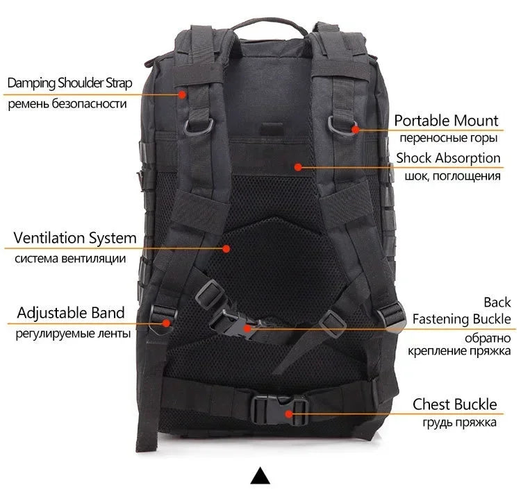 50L Tactical Backpack for Outdoor Travel and Trekking