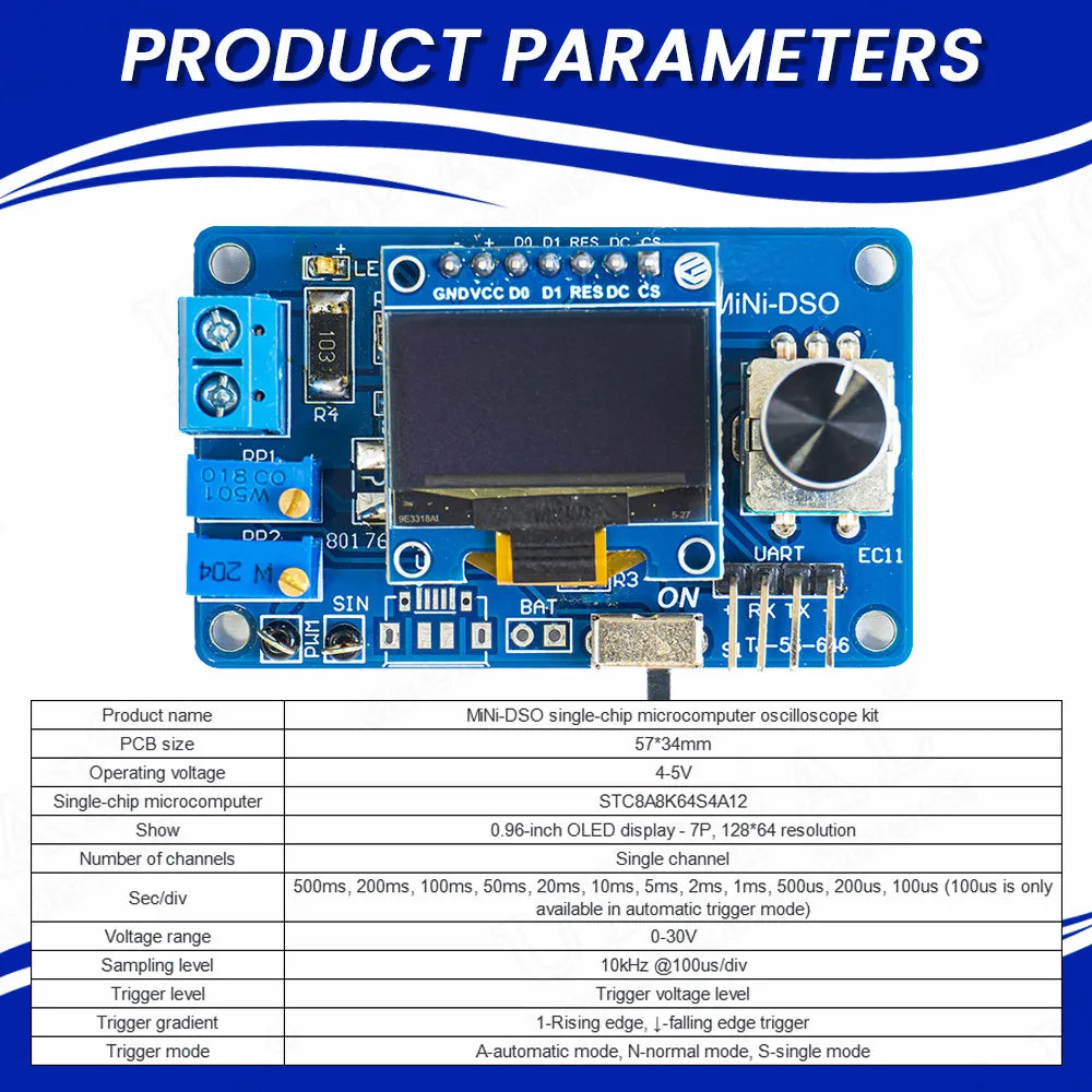 Mini osilloskope-solderingsett med 0,96-tommers OLED